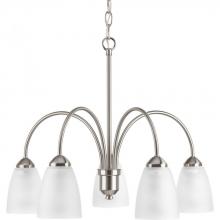 Progress Lighting P4735-09 - Gather Collection Five-Light Brushed Nickel Etched Glass Traditional Chandelier Light