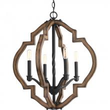 Progress Lighting P4766-71 - Spicewood Collection Four-Light Gilded Iron Farmhouse Chandelier Light