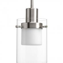 Progress Lighting P500000-009-30 - Moderna LED Collection Brushed Nickel Clear Glass Mid-Century Modern Pendant Light