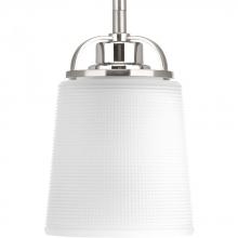 Progress Lighting P500006-009 - West Village Collection One-Light Brushed Nickel Etched Double Prismatic Glass Farmhouse Pendant Lig