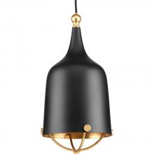 Progress Lighting P500033-031 - Era Collection One-Light Matte Black and Gold Global Pendant Light