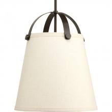 Progress Lighting P500046-020 - Galley Collection Two-Light Antique Bronze Linen Shade Coastal Pendant Light