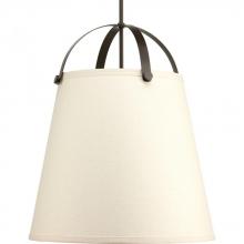 Progress Lighting P500047-020 - Galley Collection Three-Light Antique Bronze Linen Shade Coastal Pendant Light