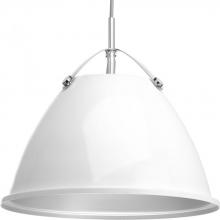 Progress Lighting P500052-030 - Tre Collection One-Light White White Metal Shade Coastal Pendant Light