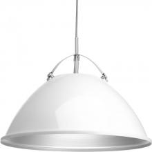 Progress Lighting P500053-030 - Tre Collection One-Light White White Metal Shade Coastal Pendant Light