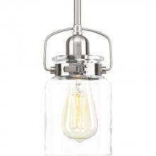 Progress Lighting P500055-009 - Calhoun Collection One-Light Brushed Nickel Clear Glass Farmhouse Mini-Pendant Light