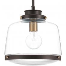 Progress Lighting P500061-020 - Judson Collection One-Light Antique Bronze Clear Glass Farmhouse Pendant Light