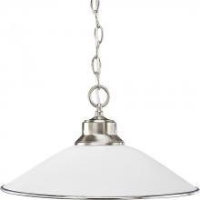 Progress Lighting P5013-09 - Opal Glass One-Light Brushed Nickel Traditional Pendant Light