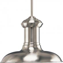 Progress Lighting P5024-09 - Brookside Collection One-Light Brushed Nickel Spun Metal Shade Coastal Pendant Light