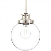 Progress Lighting P5067-104 - Penn Collection One-Light Polished Nickel Clear Glass Farmhouse Mini-Pendant Light