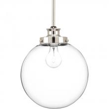 Progress Lighting P5070-104 - Penn Collection One-Light Polished Nickel Clear Glass Farmhouse Pendant Light