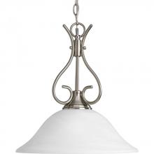 Progress Lighting P5091-09 - Alabaster Glass One-Light Brushed Nickel Traditional Pendant Light