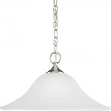 Progress Lighting P5095-09 - Trinity Collection One-Light Brushed Nickel Etched Glass Traditional Pendant Light