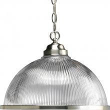 Progress Lighting P5103-09 - Prismatic Glass Collection One-Light Brushed Nickel Clear Prismatic Glass Traditional Pendant Light