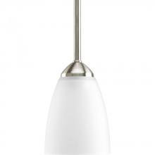 Progress Lighting P5113-09 - Gather Collection One-Light Brushed Nickel Etched Glass Traditional Mini-Pendant Light