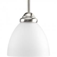 Progress Lighting P5131-09 - Heart Collection One-Light Brushed Nickel Etched Glass Traditional Mini-Pendant Light