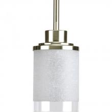 Progress Lighting P5147-09 - Alexa Collection One-Light Brushed Nickel Etched Linen With Clear Edge Glass Modern Mini-Pendant Lig