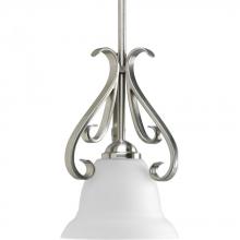 Progress Lighting P5153-09 - Torino Collection One-Light Brushed Nickel Etched Glass Transitional Mini-Pendant Light