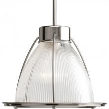 Progress Lighting P5182-09 - Prismatic Glass Collection One-Light Brushed Nickel Clear Prismatic Glass Coastal Mini-Pendant Light