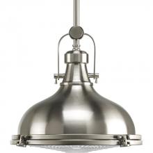 Progress Lighting P5188-09 - Fresnel Lens Collection One-Light Brushed Nickel Fresnel Glass Coastal Pendant Light