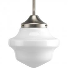 Progress Lighting P5196-09 - School House Pendant Collection One-Light Brushed Nickel White Opal Glass Coastal Mini-Pendant Light