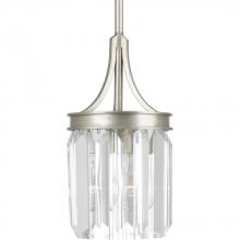 Progress Lighting P5320-134 - Glimmer Collection One-Light Silver Ridge Clear Glass Luxe Mini-Pendant Light