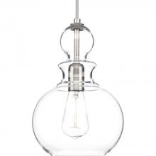 Progress Lighting P5334-09 - Staunton Collection One-Light Brushed Nickel Clear Glass Global Pendant Light