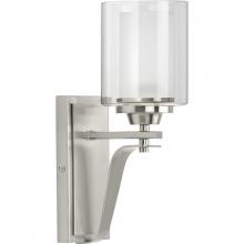 Progress Lighting P300120-009 - Kene Collection One-Light Brushed Nickel Clear Glass Craftsman Bath Vanity Light