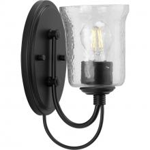 Progress Lighting P300253-031 - Bowman Collection One-Light Matte Black Clear Chiseled Glass Coastal Bath Vanity Light