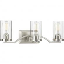 Progress Lighting P300258-009 - Lassiter Collection Three-Light Brushed Nickel Clear Glass Modern Bath Vanity Light