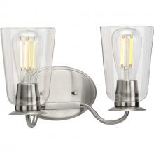 Progress Lighting P300262-009 - Durrell Collection Two-Light Brushed Nickel Clear Glass Coastal Bath Vanity Light