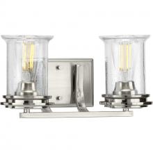 Progress Lighting P300273-009 - Winslett Collection Two-Light Brushed Nickel Clear Seeded Glass Coastal Bath Vanity Light