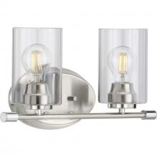 Progress Lighting P300277-009 - Riley Collection Two-Light Brushed Nickel Clear Glass Modern Bath Vanity Light