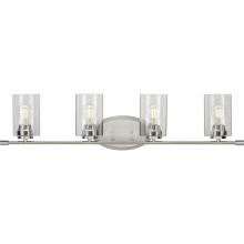 Progress Lighting P300279-009 - Riley Collection Four-Light Brushed Nickel Clear Glass Modern Bath Vanity Light