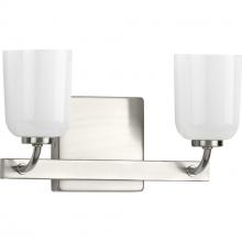 Progress Lighting P300281-009 - Moore Collection Two-Light Brushed Nickel White Opal Glass Luxe Bath Vanity Light