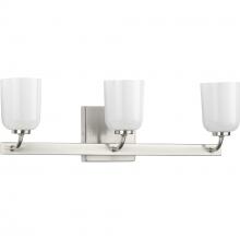 Progress Lighting P300282-009 - Moore Collection Three-Light Brushed Nickel White Opal Glass Luxe Bath Vanity Light