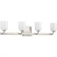 Progress Lighting P300283-009 - Moore Collection Four-Light Brushed Nickel White Opal Glass Luxe Bath Vanity Light