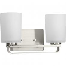 Progress Lighting P300342-009 - League Collection Two-Light Brushed Nickel and Etched Glass Modern Farmhouse Bath Vanity Light