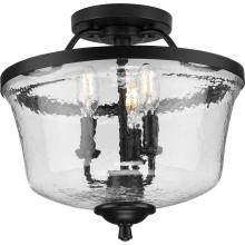 Progress Lighting P350148-031 - Bowman Collection Black Three-Light Semi-Flush Convertible