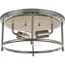 Progress Lighting P350151-009 - Durrell Collection Two-Light Brushed Nickel 13" Flush Mount