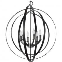 Progress Lighting P3889-31 - Equinox Collection Six-Light Matte Black New Traditional Sphere Pendant Light