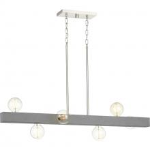 Progress Lighting P400269-009 - Mill Beam Collection Six-Light Brushed Nickel/Faux Concrete Industrial Style Linear Island Chandelie