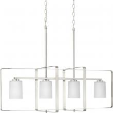 Progress Lighting P400287-009 - League Collection Four-Light Brushed Nickel and Etched Glass Modern Farmhouse Chandelier Light