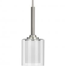 Progress Lighting P500103-009 - Kene Collection One-Light Brushed Nickel Clear Glass Craftsman Pendant Light