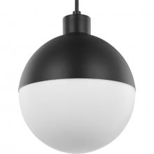 Progress Lighting P500147-031-30 - Globe LED Collection One-Light Matte Black Opal Glass Mid-Century Modern Pendant Light