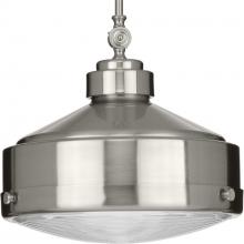 Progress Lighting P500170-009 - Loftin Collection One-Light Brushed Nickel Clear Patterned Glass Farmhouse Pendant Light