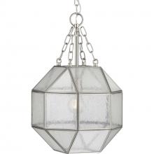 Progress Lighting P500221-009 - Mauldin Collection One-Light Brushed Nickel Clear Seeded Glass Global Pendant Light