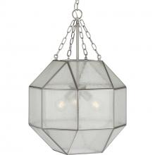 Progress Lighting P500222-009 - Mauldin Collection Three-Light Brushed Nickel Clear Seeded Glass Global Pendant Light