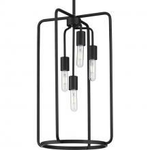 Progress Lighting P500224-031 - Bonn Collection Four-Light Matte Black Farmhouse Pendant Light