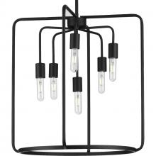 Progress Lighting P500225-031 - Bonn Collection Six-Light Matte Black Farmhouse Pendant Light